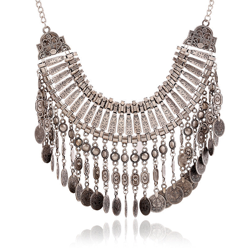 Statement Bib Necklace with Ornate Crystal Detailing