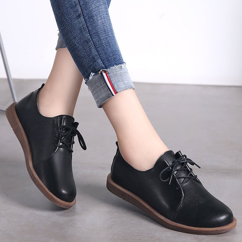 Retro Comfortable Elizabeth Ainsley Leather Lace-Up Shoes