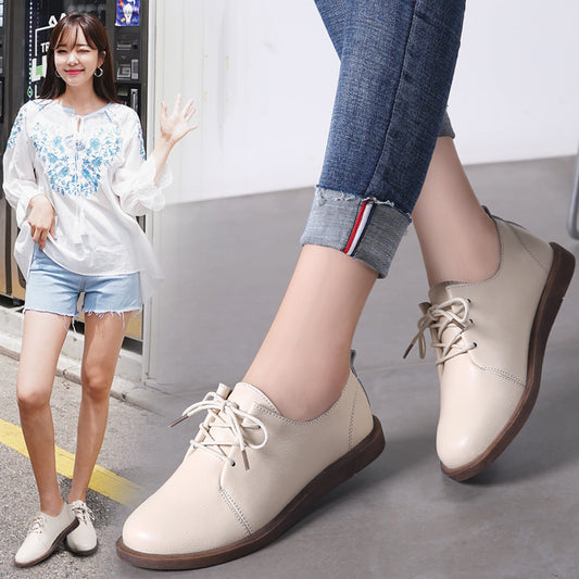 Retro Comfortable Elizabeth Ainsley Leather Lace-Up Shoes