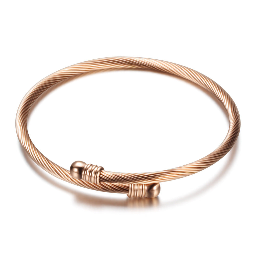 Twisted Cable Open Cuff Bracelet with Modern Edge