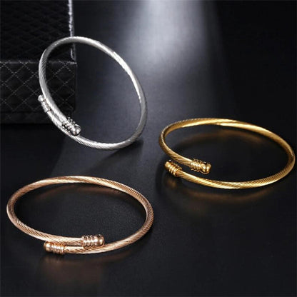 Twisted Cable Open Cuff Bracelet with Modern Edge