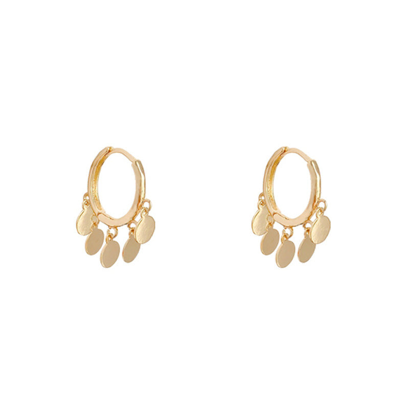 Minimalist Hoop Earrings with Dangling Disc Charms