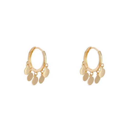 Minimalist Hoop Earrings with Dangling Disc Charms