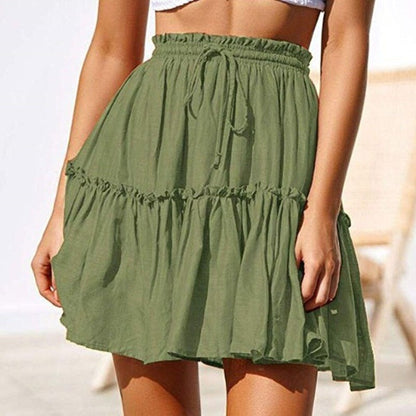 Ruffled Drawstring Mini Skirt by Elizabeth Ainsley