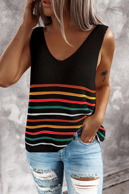 Multicolor Striped Knit Vest by Elizabeth Ainsley