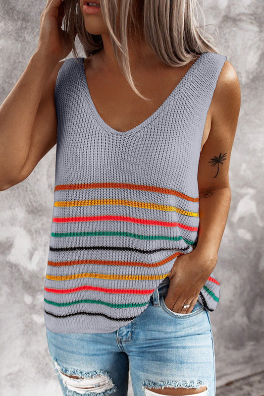 Multicolor Striped Knit Vest by Elizabeth Ainsley