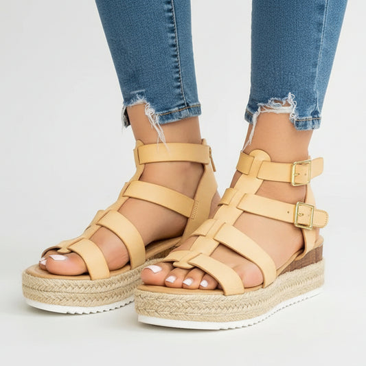 Chic Platform Elizabeth Ainsley Cross Strap Sandals