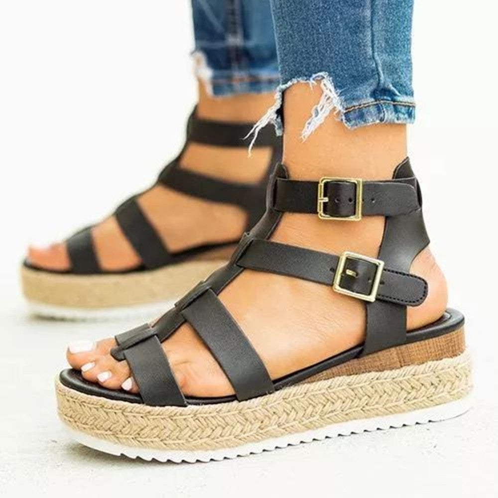 Chic Platform Elizabeth Ainsley Cross Strap Sandals