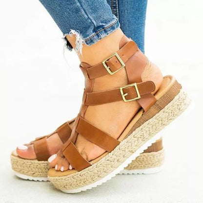 Chic Platform Elizabeth Ainsley Cross Strap Sandals