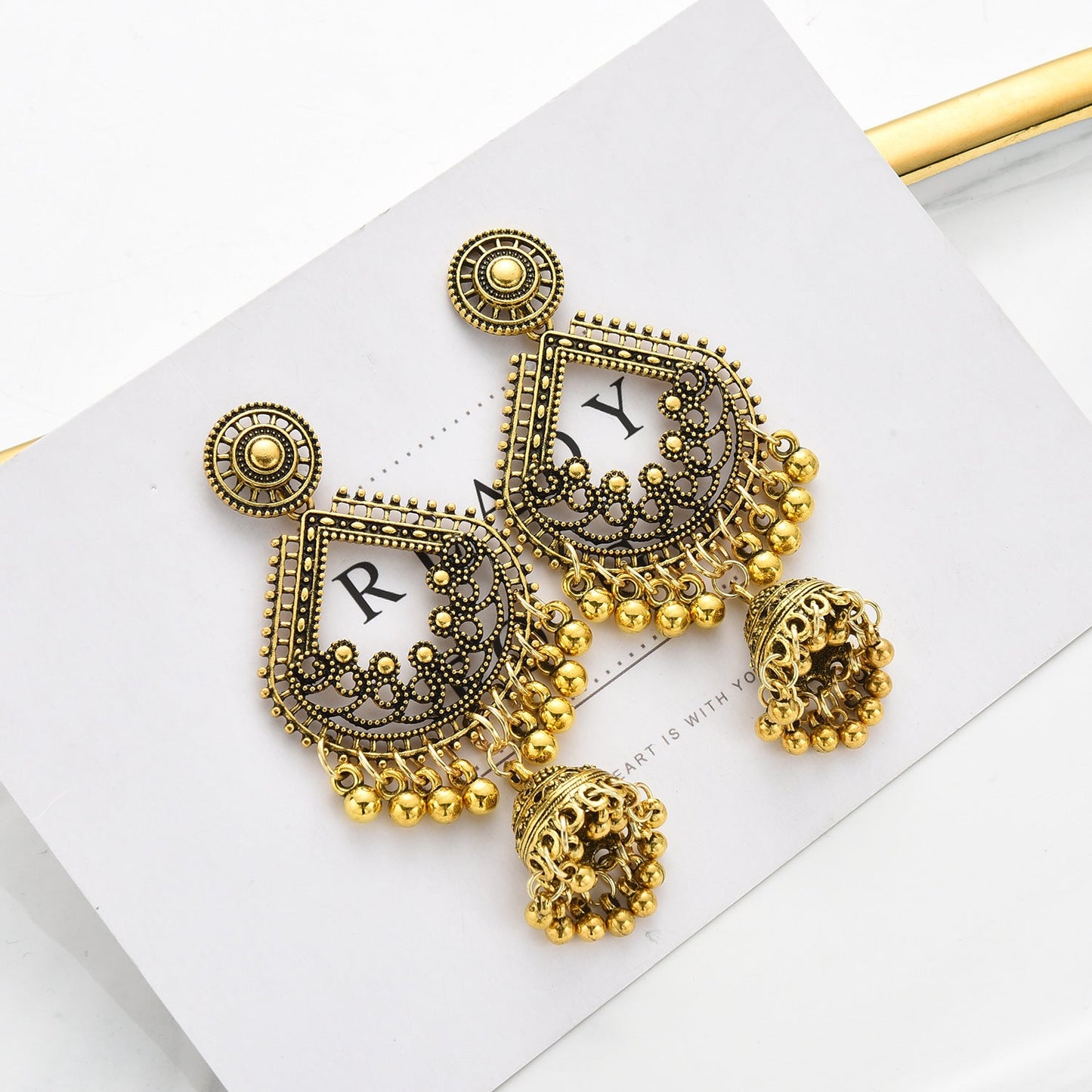 Vintage Bell Tassel Earrings with Intricate Boho Detailing