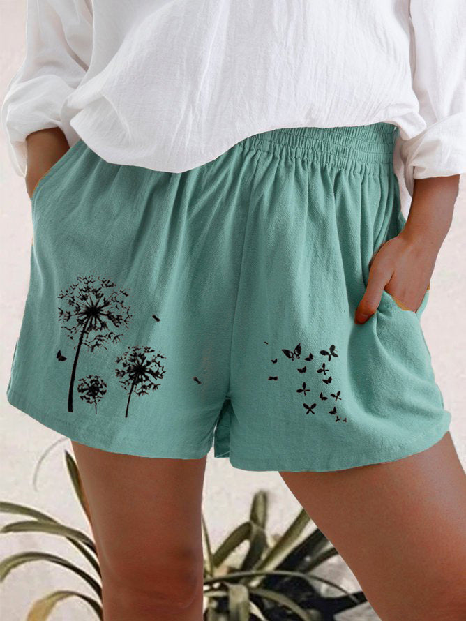 Dandelion Print High Waist Shorts Elizabeth Ainsley