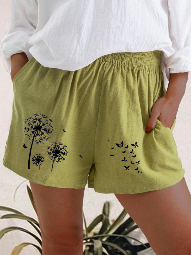 Dandelion Print High Waist Shorts Elizabeth Ainsley