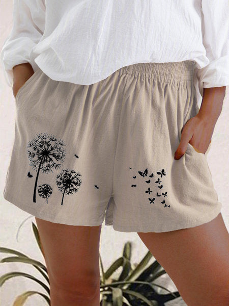 Dandelion Print High Waist Shorts Elizabeth Ainsley