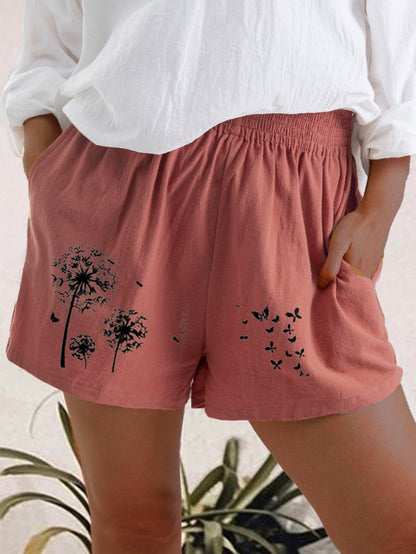 Dandelion Print High Waist Shorts Elizabeth Ainsley