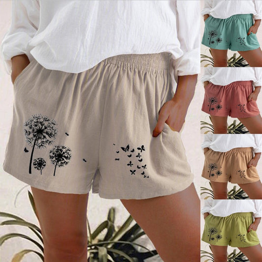 Dandelion Print High Waist Shorts Elizabeth Ainsley