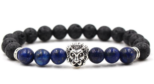 Beaded Owl Charm Bracelet with Natural Stone Design