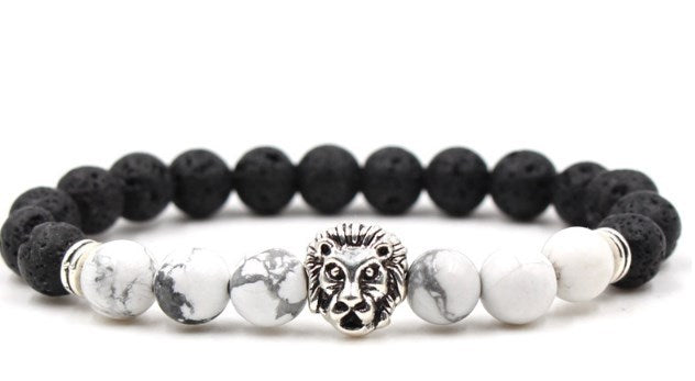 Beaded Owl Charm Bracelet with Natural Stone Design