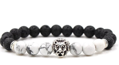 Beaded Owl Charm Bracelet with Natural Stone Design