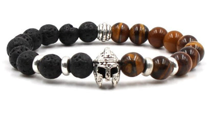 Beaded Owl Charm Bracelet with Natural Stone Design