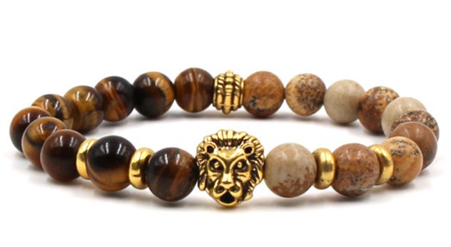 Beaded Owl Charm Bracelet with Natural Stone Design