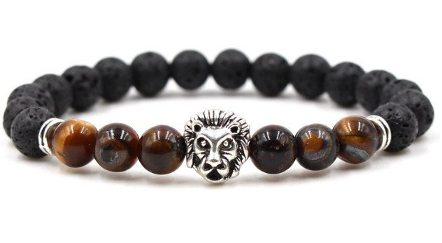 Beaded Owl Charm Bracelet with Natural Stone Design