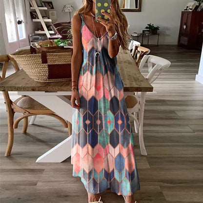 Geometric Print Elizabeth Ainsley Summer Maxi Dress