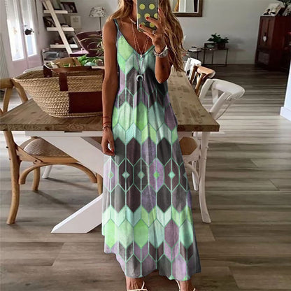 Geometric Print Elizabeth Ainsley Summer Maxi Dress