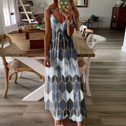 Geometric Print Elizabeth Ainsley Summer Maxi Dress