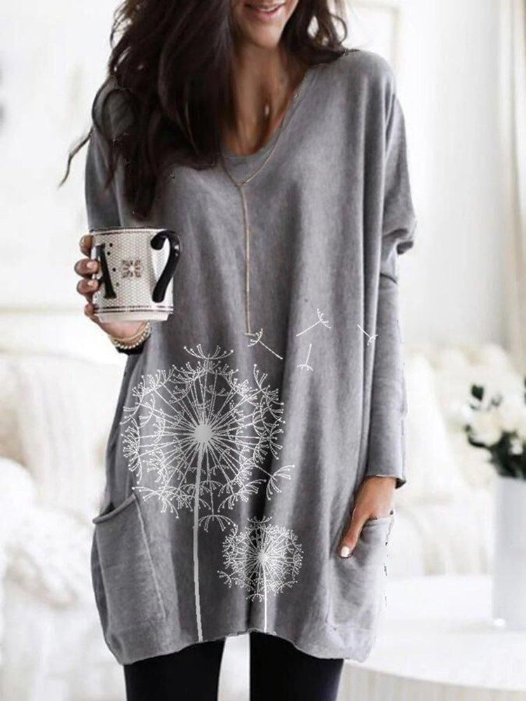 Printed Dandelion Elizabeth Ainsley Long Sleeve Blouse