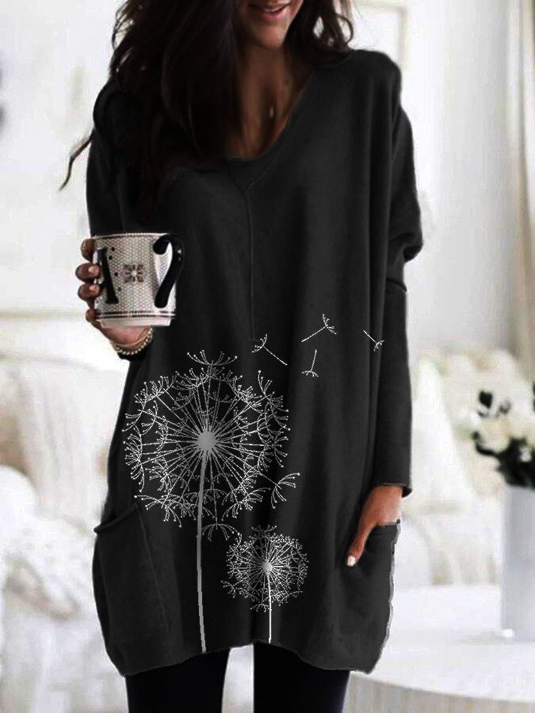 Printed Dandelion Elizabeth Ainsley Long Sleeve Blouse