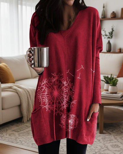 Printed Dandelion Elizabeth Ainsley Long Sleeve Blouse