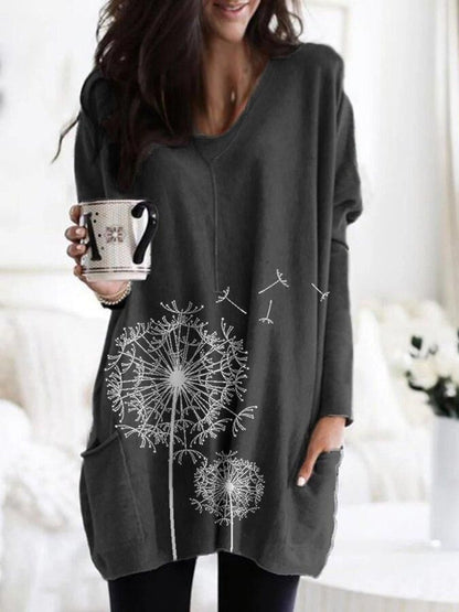 Printed Dandelion Elizabeth Ainsley Long Sleeve Blouse