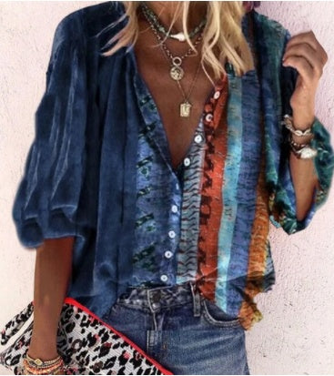 Chic Printed Long Sleeve Blouse by Elizabeth Ainsley