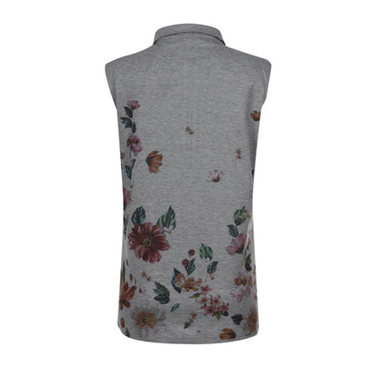 Floral Zip Slim Top Elizabeth Ainsley Sleeveless Blouse