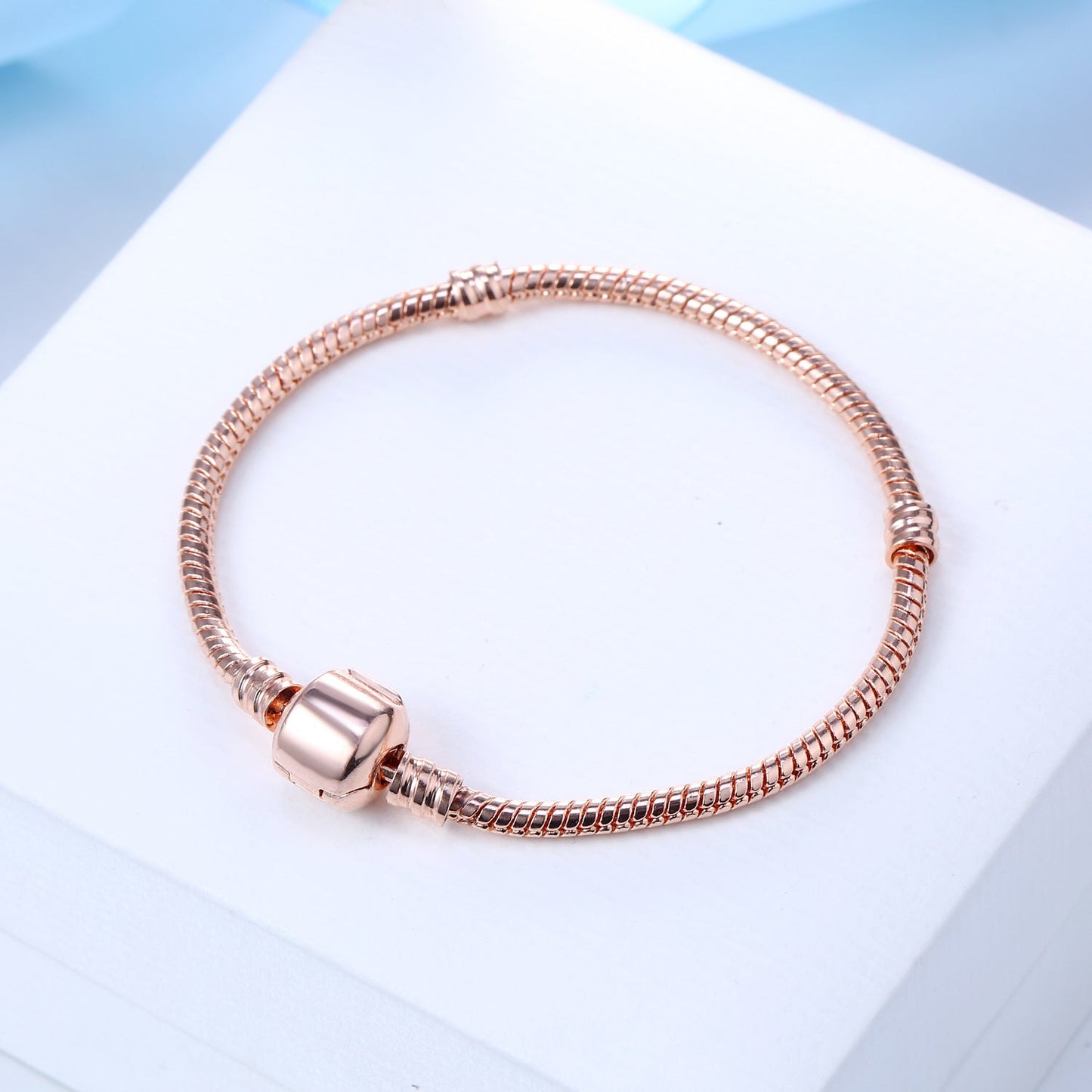 Flexible Charm Bracelet with Central Faceted Stone Detail