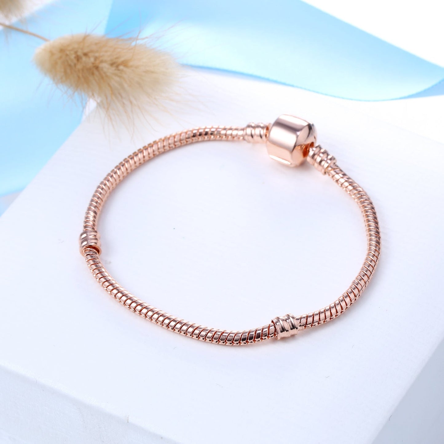Flexible Charm Bracelet with Central Faceted Stone Detail