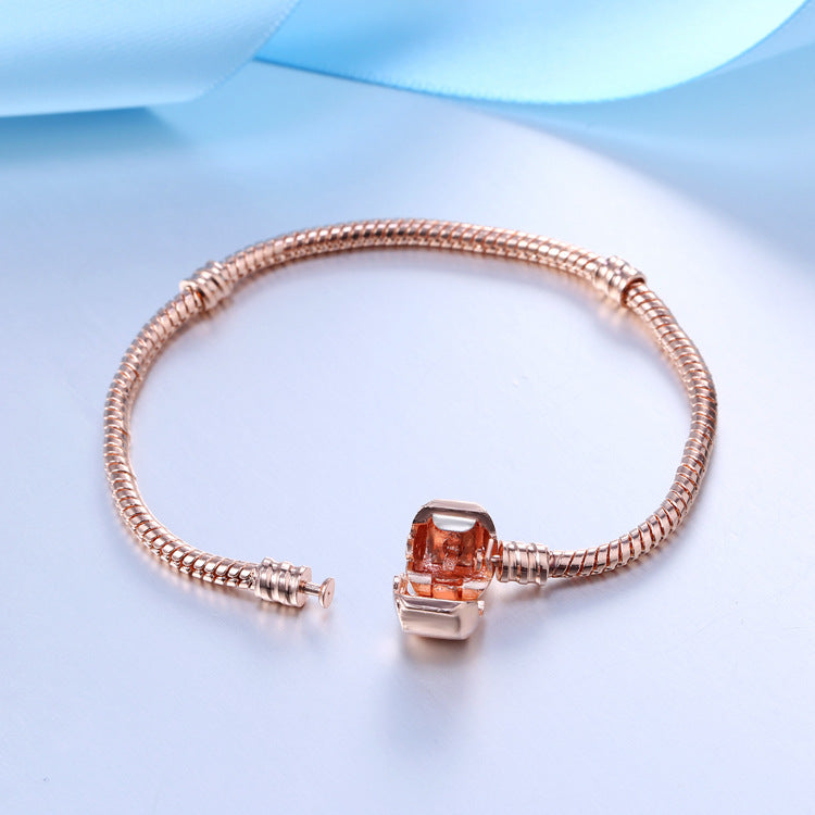 Flexible Charm Bracelet with Central Faceted Stone Detail