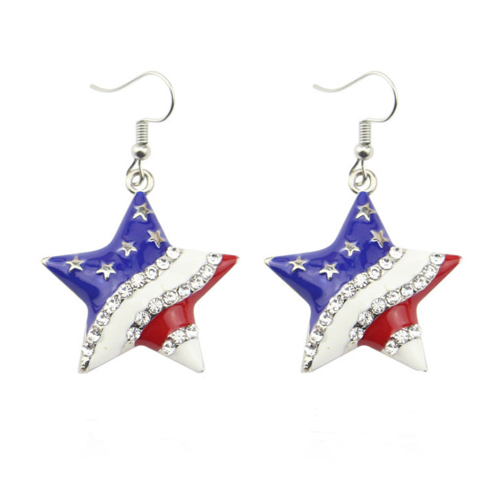 Krystal Crafts Patriotic Heart Flag Dangle Earrings