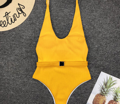 Chic Belted One-Piece Swimsuit by Elizabeth Ainsley