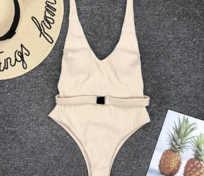 Chic Belted One-Piece Swimsuit by Elizabeth Ainsley