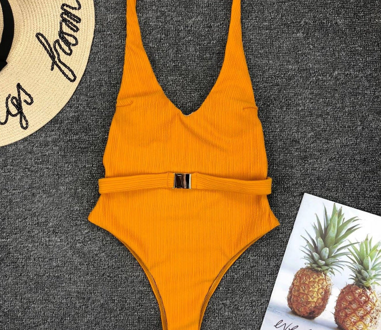 Chic Belted One-Piece Swimsuit by Elizabeth Ainsley
