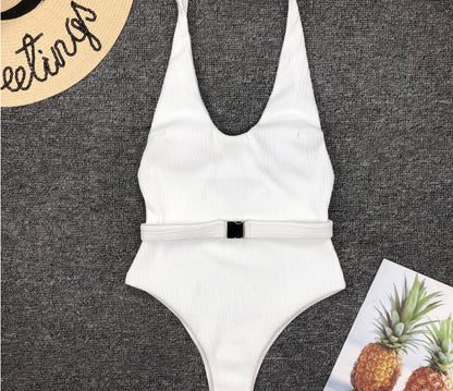 Chic Belted One-Piece Swimsuit by Elizabeth Ainsley
