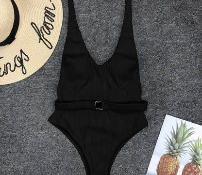Chic Belted One-Piece Swimsuit by Elizabeth Ainsley