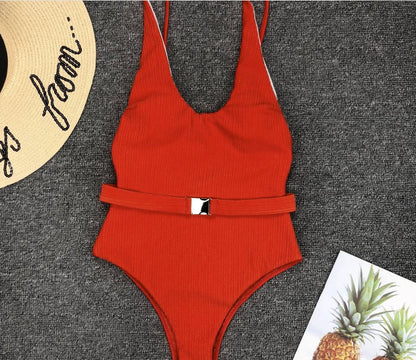 Chic Belted One-Piece Swimsuit by Elizabeth Ainsley