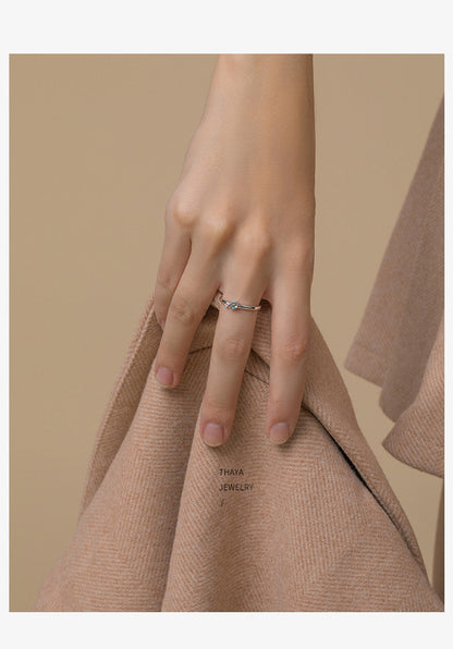 Protective Symbol Couple Ring Set in Sterling Silver – Blue Heart Accent