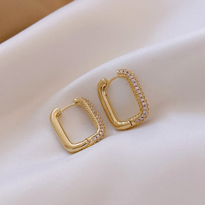 Modern Geometric Hoop Earrings with Pavé Crystal Detailing