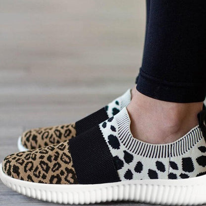 Leopard Knit Slip-On Sneakers by Elizabeth Ainsley