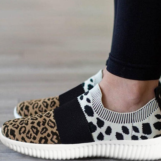 Leopard Knit Slip-On Sneakers by Elizabeth Ainsley
