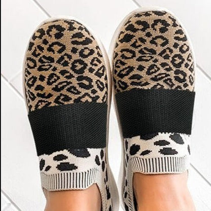 Leopard Knit Slip-On Sneakers by Elizabeth Ainsley