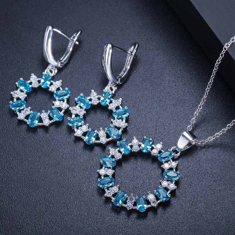 Elegant Crystal Circle Jewelry Set